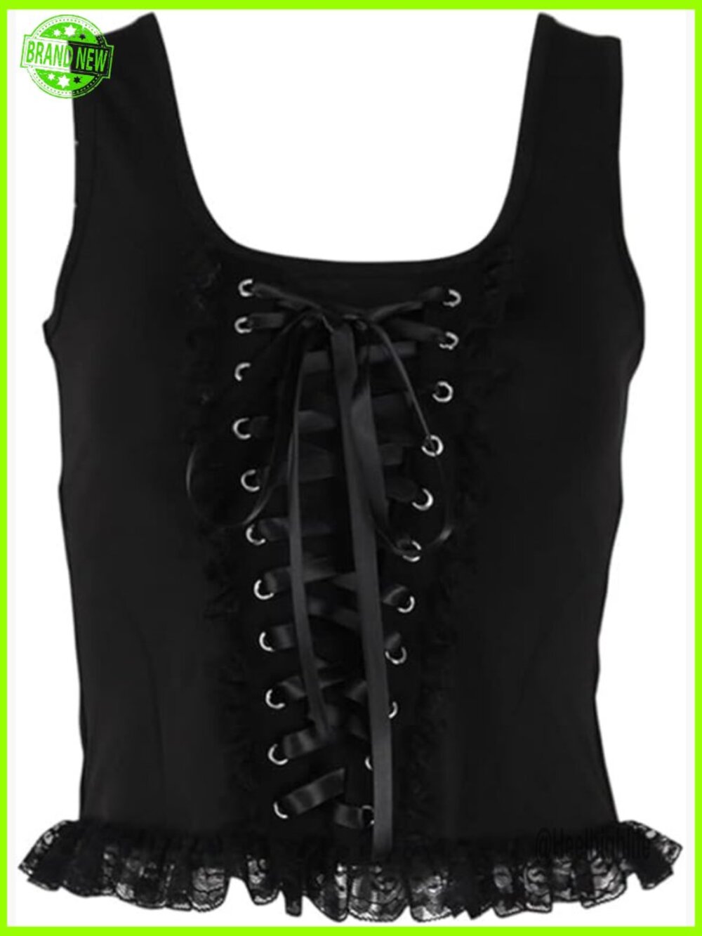 Gothic Crop Top Lace Up Camisole Y2k Tank Top Womens Sleeveless